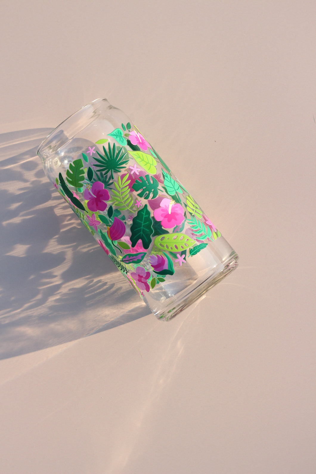 20 oz Tropical Flower Glass